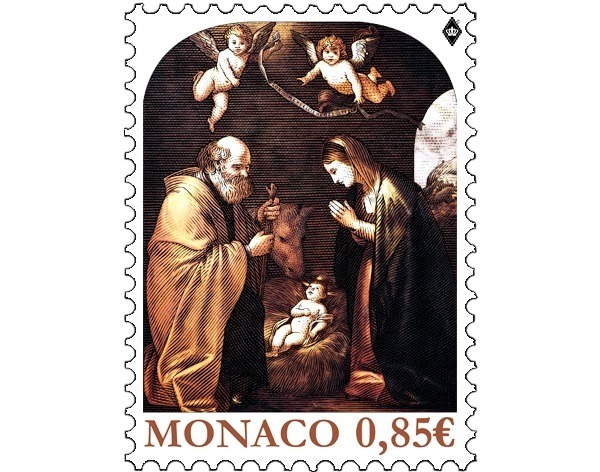 The Nativity of Jesus celebrated by Monaco Post. A special Christmas stamp unveiled