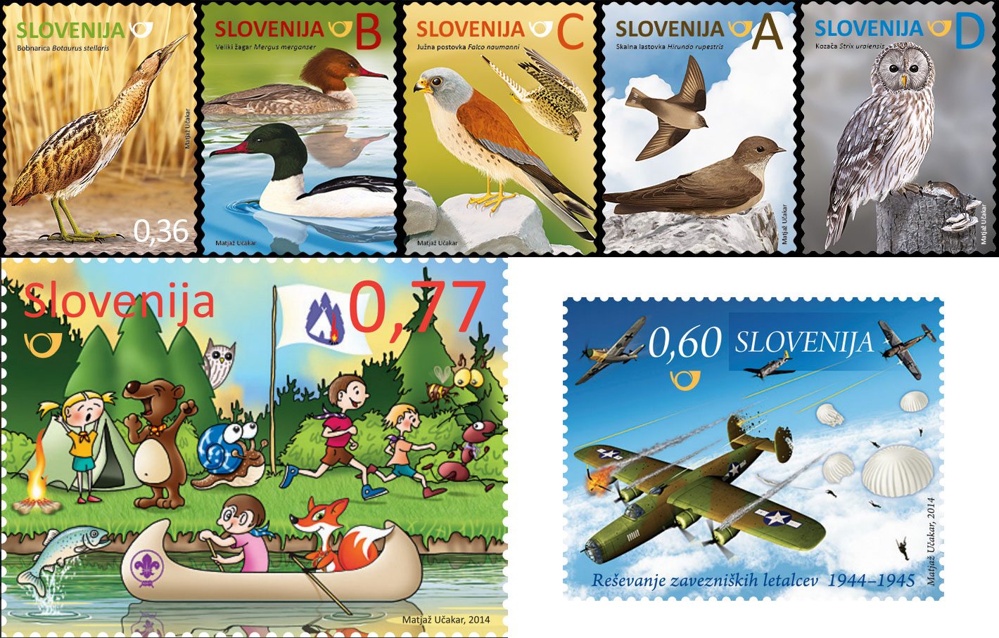 Birds of Slovenia, The Scouts and Allied Airmen – new stamp issues by Slovenia