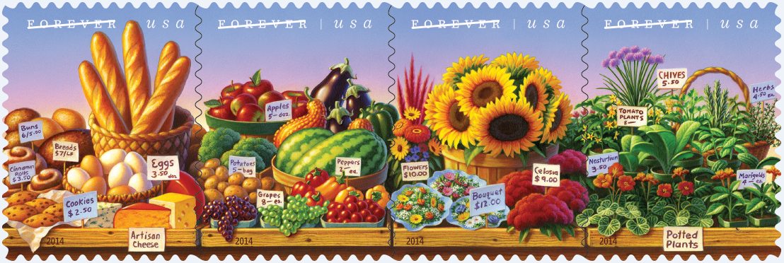 New stamp issue of USA on theme "Farmer's Markets"