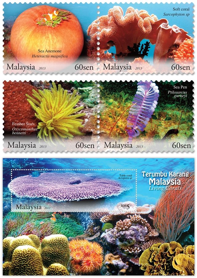 Living Corals in Malaysia stamps