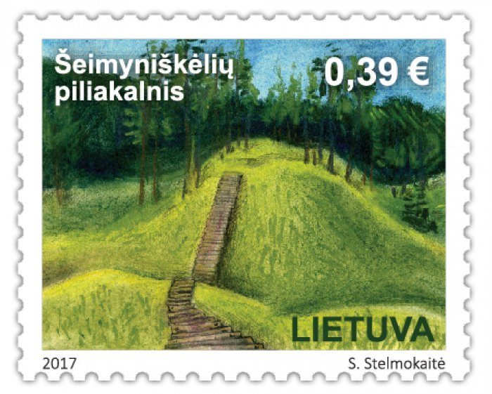 Commemorating the Legendary Šeimyniškėliai Hillfort. One special postage stamp released by Lithuania Post