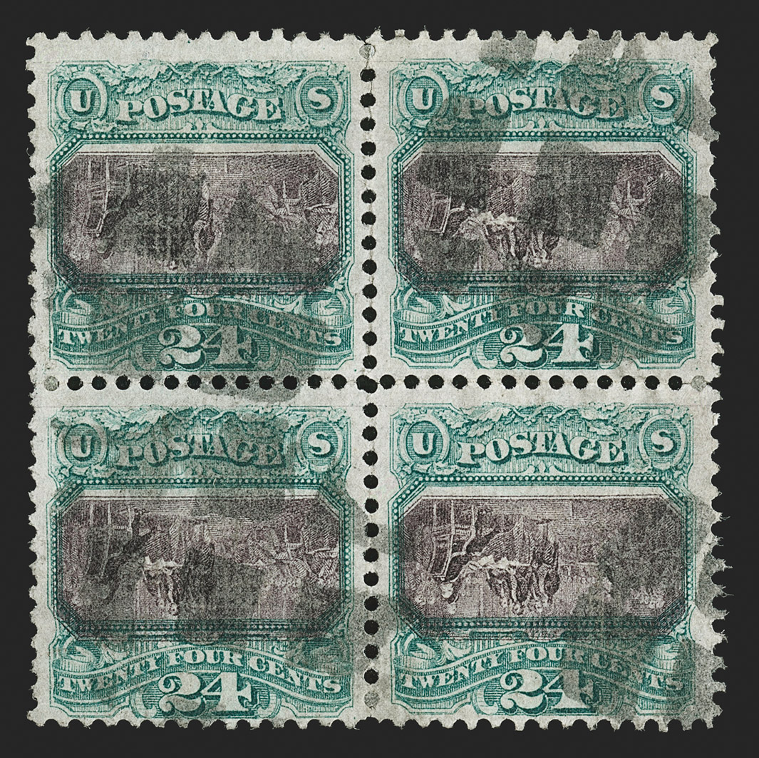 24¢ 1869 Inverted Center block will highlight Gross` Collection sale. The lot is to fetch $1,000,000!