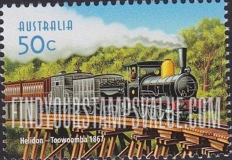 FindYourStampsValue: Australian Railways, 150th Anniversary: Helidon to Toowoomba line, 1867