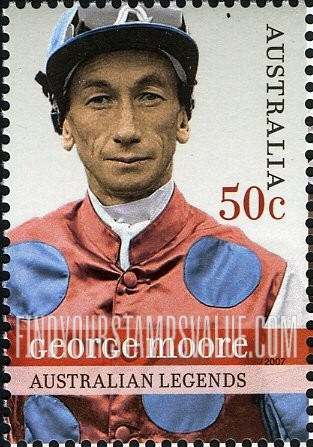 FindYourStampsValue: Horse Racing Personalities: George Moore, jockey, in silks