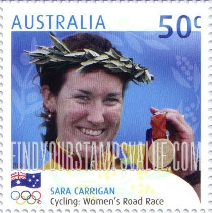 FindYourStampsValue: Gold Medalists at 2004 Summer Olympics, Athens: Sara Carrigan, Women’s cycling road race