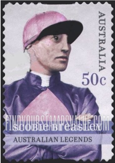 FindYourStampsValue: Horse Racing Personalities: Scobie Breasley jockey, in silks