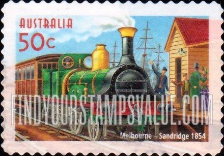 FindYourStampsValue: Australian Railways, 150th Anniversary: Melbourne to Sandridge line, 1854