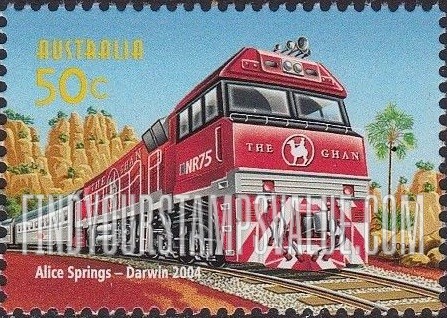 FindYourStampsValue: Australian Railways, 150th Anniversary: Alice Springs to Darwin line, 2004