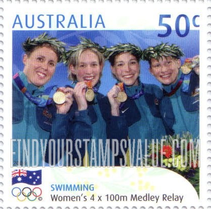 FindYourStampsValue: Gold Medalists at 2004 Summer Olympics, Athens: Women’s 4x100 freestyle relay swimming team