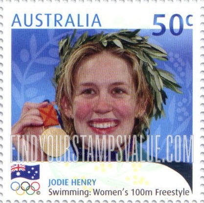 FindYourStampsValue: Gold Medalists at 2004 Summer Olympics, Athens: Jodie Henry, Women’s swimming 100m freestyle