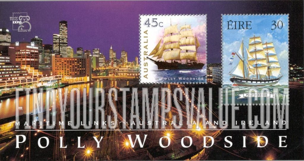 FindYourStampsValue: Sailing Ships: Polly Woodside