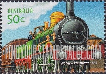 FindYourStampsValue: Australian Railways, 150th Anniversary: Sydney to Parramatta line, 1855