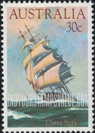 FindYourStampsValue: Clipper Ships: Cutty Sark, 1869, vertical