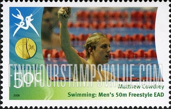 FindYourStampsValue: Medalists at Commonwealth Games: Matthew Cowdrey in water