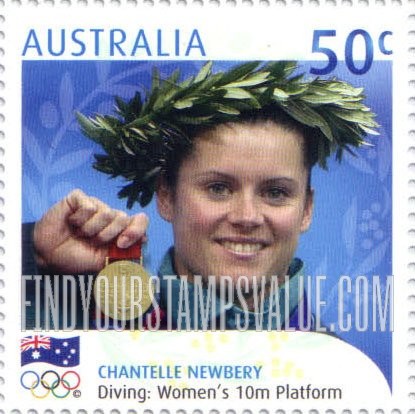 FindYourStampsValue: Gold Medalists at 2004 Summer Olympics, Athens: Chantelle Newbery, Women’s diving 10m platform