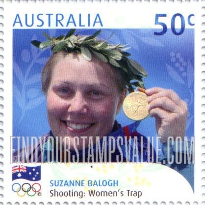 FindYourStampsValue: Gold Medalists at 2004 Summer Olympics, Athens: Suzanne Balogh, Women’s trap shooting