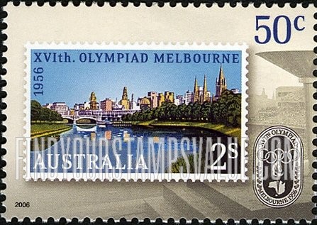 FindYourStampsValue: Melbourne Summer Olympics, 50th Anniversary: Australia #291, Olympic torch