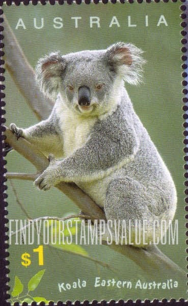 FindYourStampsValue: Tourist Attractions: Koala, Eastern Australia, vertical