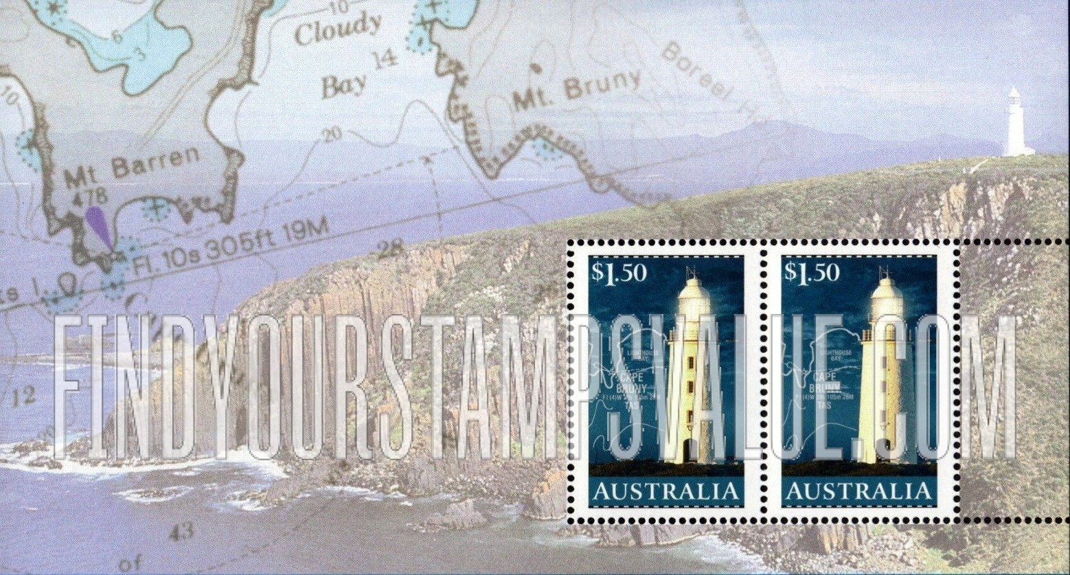 FindYourStampsValue: Lighthouses and Maps: Cape Bruny, Tasmania