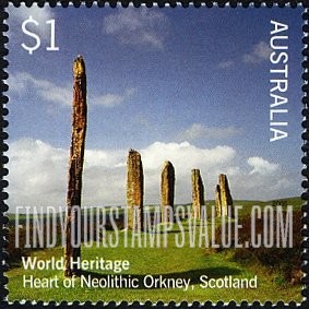 FindYourStampsValue: UNESCO World Heritage Sites in Australia and Great Britain: Heart of Neolithic Orkney, Scotland
