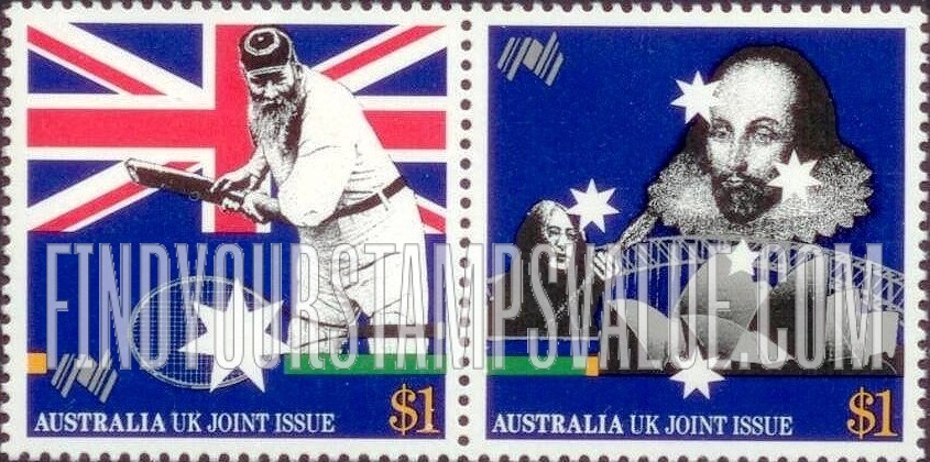 FindYourStampsValue: Australia Bicentennial: Have continuous design picturing flag of Australia