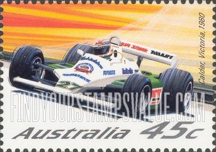 FindYourStampsValue: Race Cars: Williams FW07 Ford, Calder, Victoria, 1980