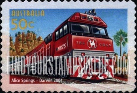 FindYourStampsValue: Australian Railways, 150th Anniversary: Alice Springs to Darwin line, 2004