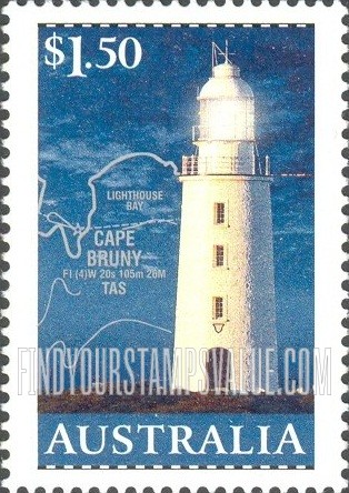 FindYourStampsValue: Lighthouses and Maps: Cape Bruny, Tasmania