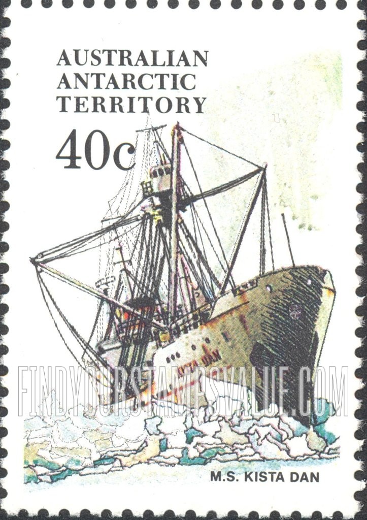 FindYourStampsValue: AUSTRALIAN ANTARCTIC TERRITORY: M.S. Kista Dan, vertical