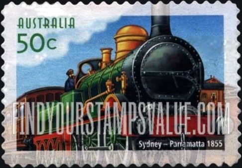 FindYourStampsValue: Australian Railways, 150th Anniversary: Sydney to Parramatta line, 1855