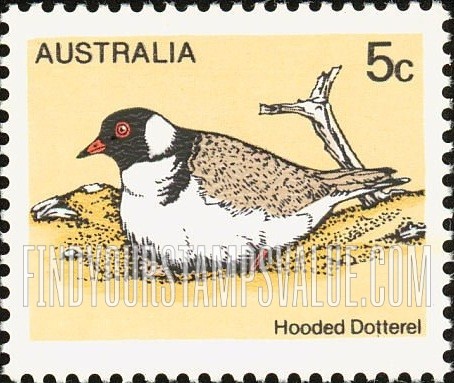 FindYourStampsValue: Australian birds: Hooded Dotterel