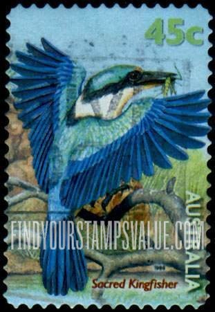 FindYourStampsValue: Pond Fauna: Sacred kingfisher