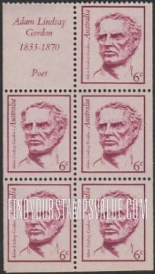 FindYourStampsValue: Famous Australians: Adam Lindsay Gordon (1833-70), poet