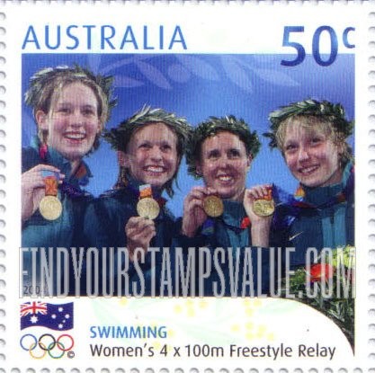 FindYourStampsValue: Gold Medalists at 2004 Summer Olympics, Athens: Women’s 4x100m medley relay swimming team