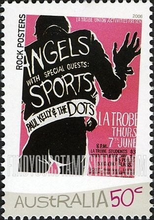 FindYourStampsValue: Rock Posters: Angels, Sports and Paul Kelly and the Dots Latrobe concert, 1979