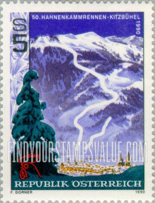 FindYourStampsValue: Hahnenkamm Alpine Competition, Kitzbuhel, 50th Anniversary