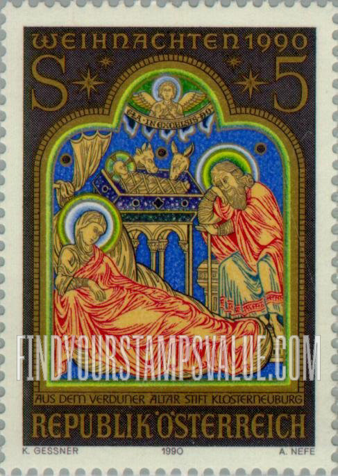 FindYourStampsValue: Christmas: Altar in Klosterneuburg Abbey by the Master from Verdun