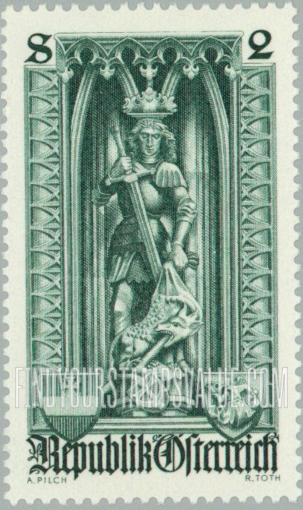 FindYourStampsValue: Statues in St. Stephen’s Cathedral, Vienna: St. George and the Dragon