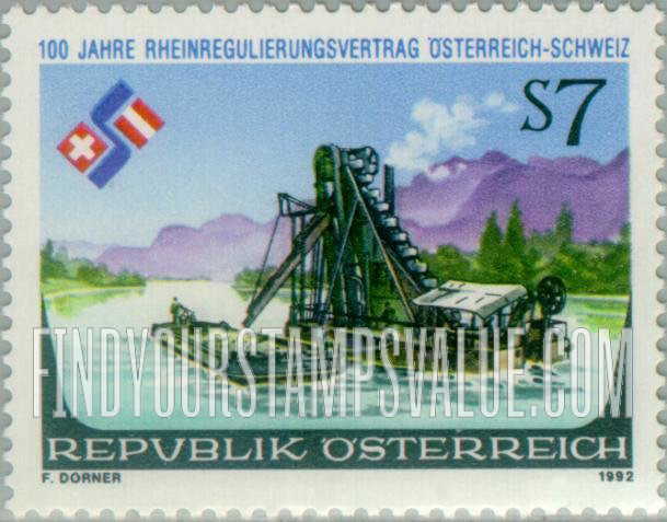 FindYourStampsValue: Austro-Swiss Treaty on Regulation of Rhine River, Centenary