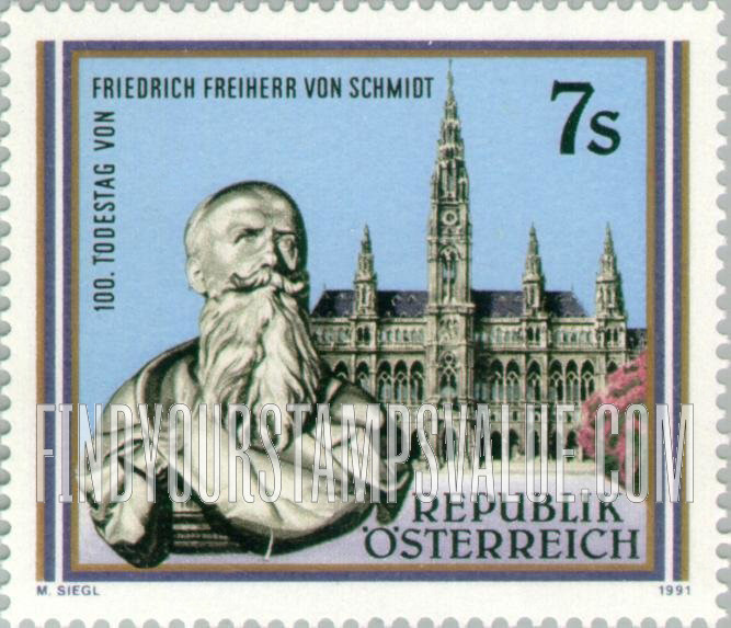 FindYourStampsValue: Friedrich Freiherr von Schmidt (1825-1891), Architect