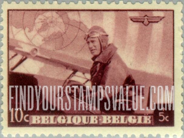 FindYourStampsValue: Semi-Postal: King Leopold III in Military Plane