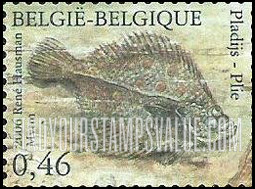 FindYourStampsValue: Fish of the North Sea: Plie (flounder)
