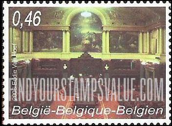 FindYourStampsValue: Democracy in Belgium, 175th Anniversary: Senate chambers (red brown floor)