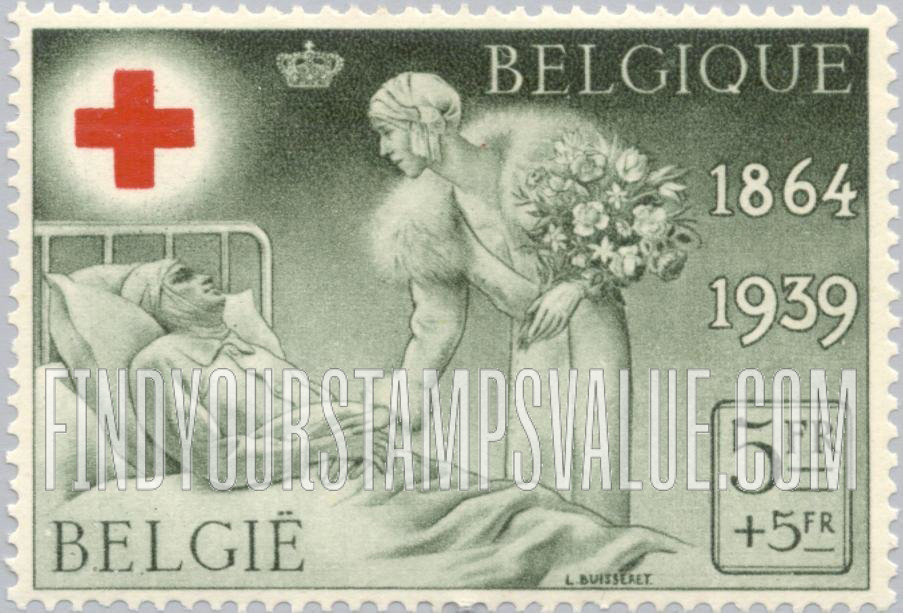 FindYourStampsValue: Semi-Postal: Queen Mother Elisabeth and Wounded Soldier