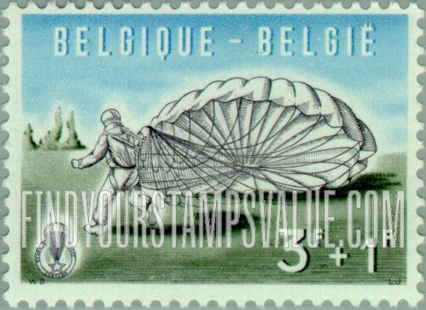 FindYourStampsValue: Semi-Postal: Parachutist walking with parachute