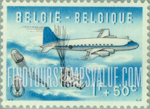 FindYourStampsValue: Semi-Postal: Parachutists and Plane