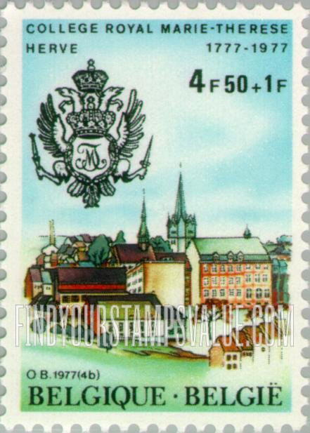 FindYourStampsValue: Semi-Postal: Marie-Therese College, Herve, and coat of arms