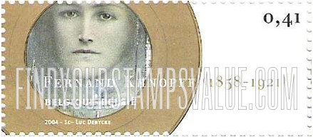 FindYourStampsValue: Art by Fernand Khnopff (1858-1921): Brown Eyes and a Blue Flower