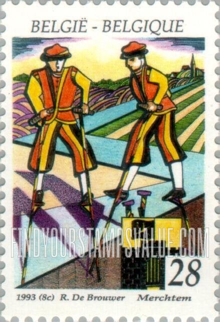 FindYourStampsValue: Folklore: Stilt walkers of Merchtem