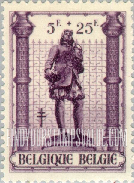 FindYourStampsValue: Semi-Postal, Statues in Petit Sablon Park, Brussels: Watchmaker